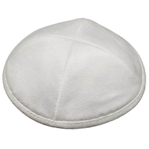 Ultra Suede Kippah 18cm- with Pin Spot- White