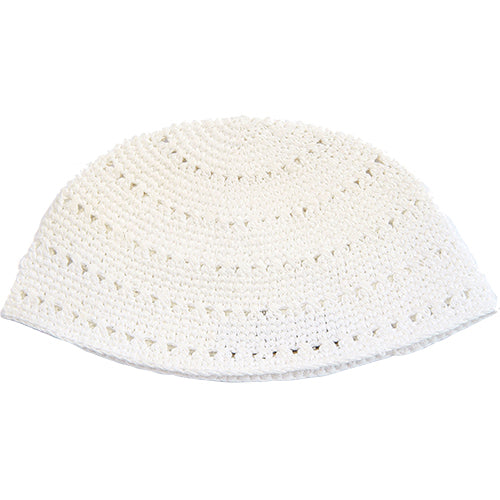 Frik Kippah 24 cm- White with Holes