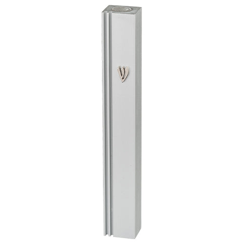 Aluminum Mezuzah 15 cm with Metal Shin - Silver, Matte