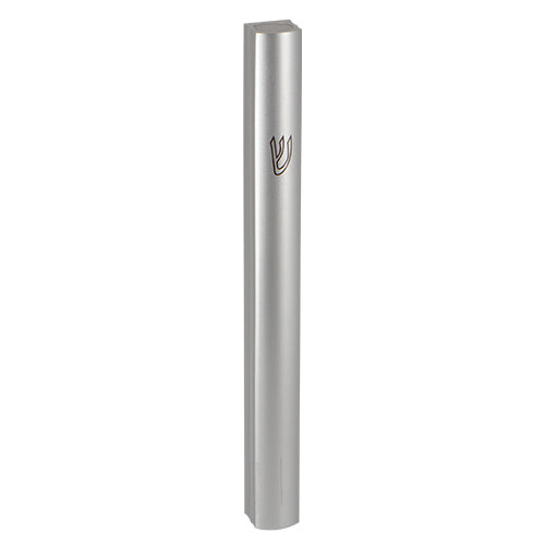 Aluminum Semi- Round Mezuzah 15cm- Matte - Silver