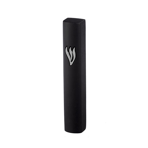 Concrete Polymer Mezuzah 12 cm, Stone - Like, Black - Silver
