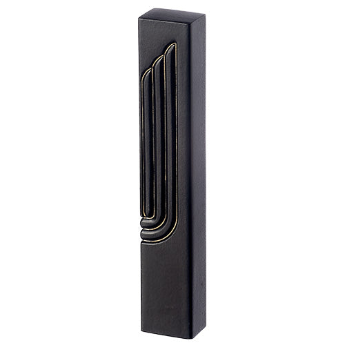 Black Polymer Mezuzah 12 cm- Golden Shin