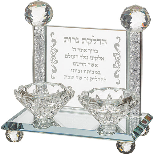 פמוטי קריסטל מהודרים עם הדלקת נרות 12.5×7 ס״מ קריסטל