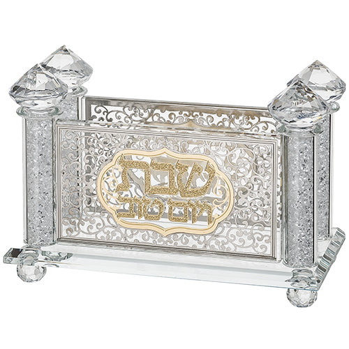 Crystal Napkin Holder with Metal Plate 10×17 cm – Model UK40997