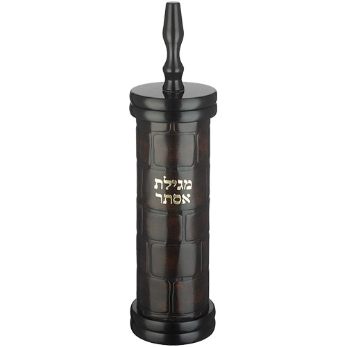 מגילת אסתר ספרדי קוטר 9 ס״מ עץ עם פלקטה פיו כותל עבור קלף 24 ס״מ עץ,דמוי עור