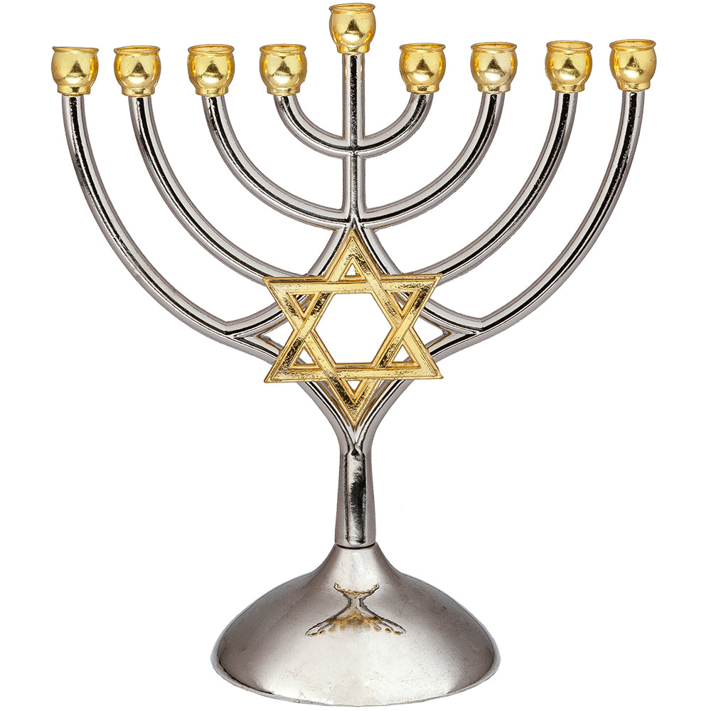 Metal Menorah 18×16 Cm-magen David - Gold