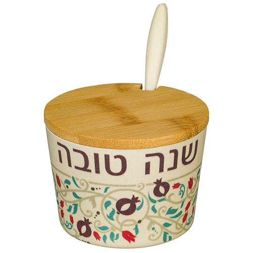 כלי לדבש מלמין "שנה טובה" - 6.5 ס״מ פולירזין