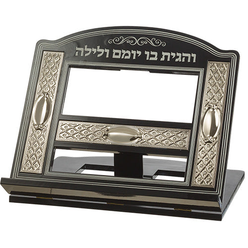 שטנדר מהודר מעץ מהגוני עם פלקטה מוכספת 33×39 עץ,מתכת חום