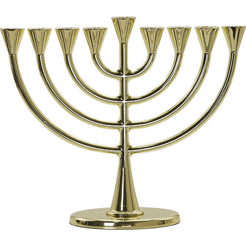 חנוכייה מתכת ציפוי זהב 19×23 ס״מ מתכת