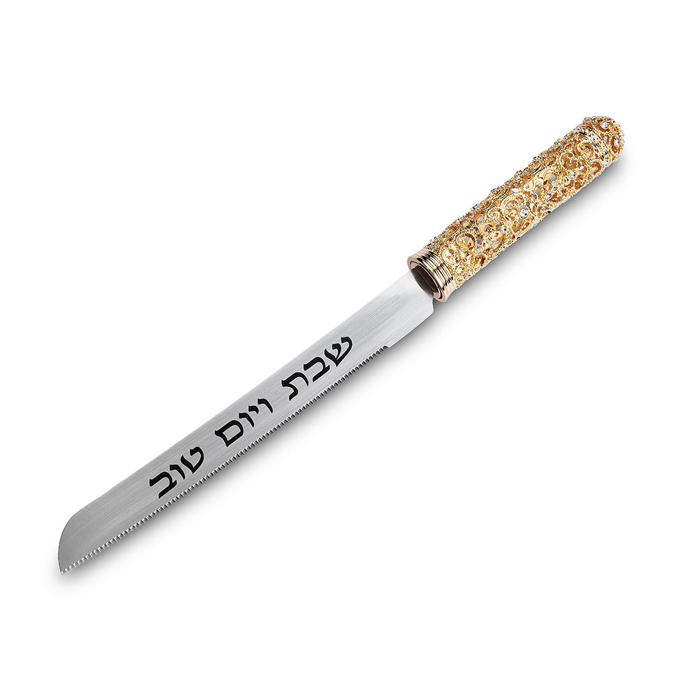 סכין חלה שבת ויום טוב זהב 32.5 ס״מ נירוסטה זהב