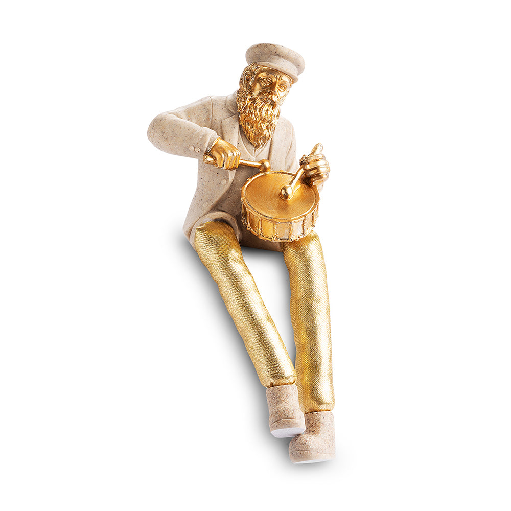 Polymer Hassidic Figurine with Cloth Legs 10.5 cm - Drum Player
