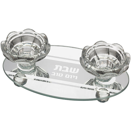 פמוטי זכוכית מהודר 17×10 ס״מ זכוכית