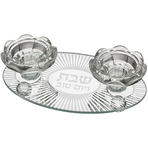 פמוטי זכוכית מהודר 17×10 ס״מ זכוכית