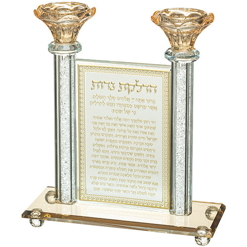 פמוטי קריסטל מהודר הדלקת נרות 21 ס״מ קריסטל