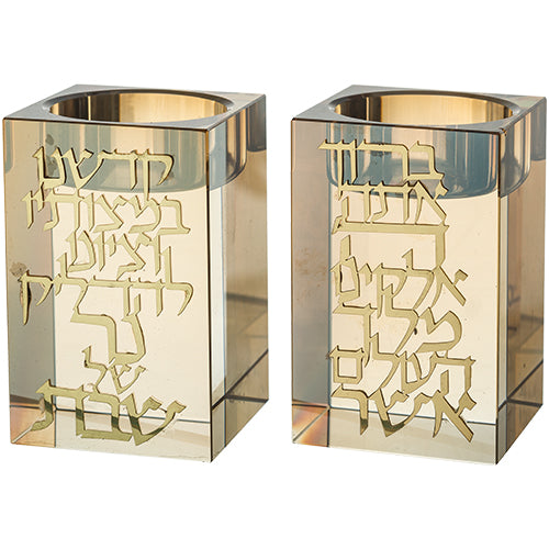 Crystal Candlesticks 8 cm with Metal Plaque – Model UK81087
