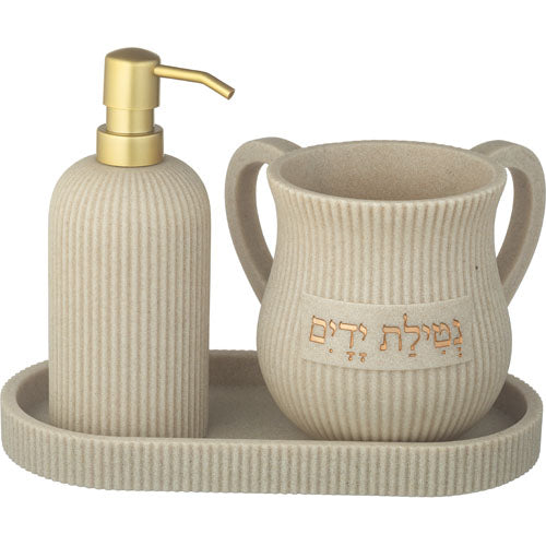 Polymer Set of Washing Cup & Soap Dispenser & Tray – Model UK81163
