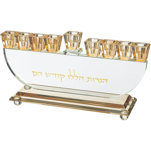 פריץ חנוכייה קריסטל מהודרת 29×14 ס״מ קריסטל