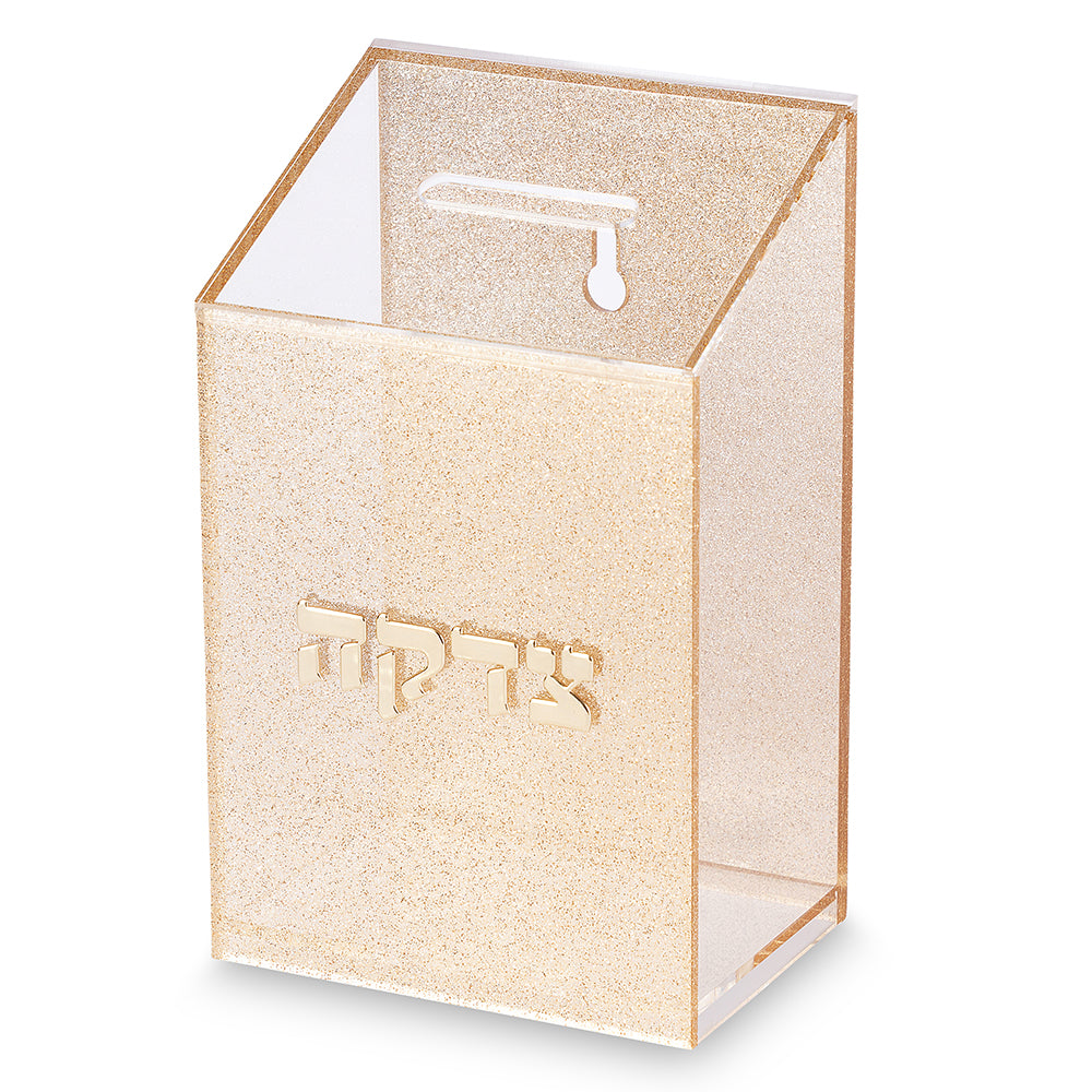 Lucite Tzedakah Box 16 cm - Gold – Model UK81997