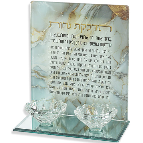 פמוטי זכוכית שיש "הדלקת נרות" 18.5×16.5 ס״מ זכוכית