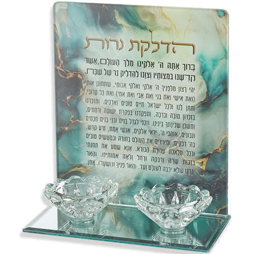 פמוטי זכוכית שיש "הדלקת נרות" 18.5×16.5 ס״מ זכוכית