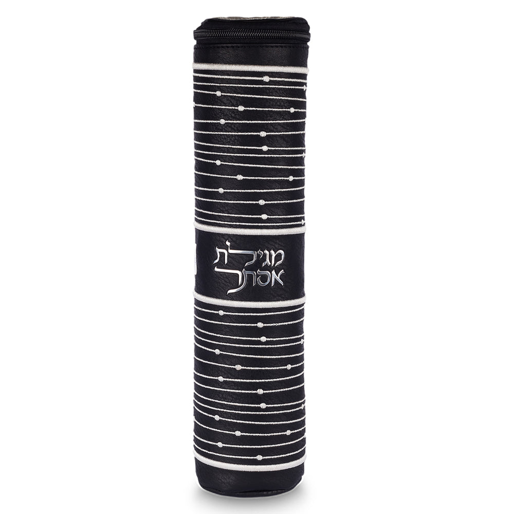 תיק למגילת אסתר פיו שחור 34 ס״מ דמוי עור שחור