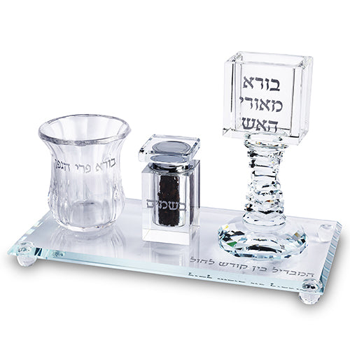 סט הבדלה קריסטל שקוף עם מגש 25×12.5 קריסטל