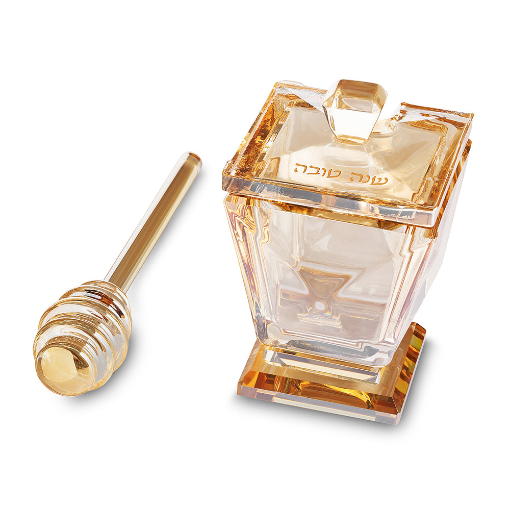 Crystal Honey Dish 10×6 cm - Gold