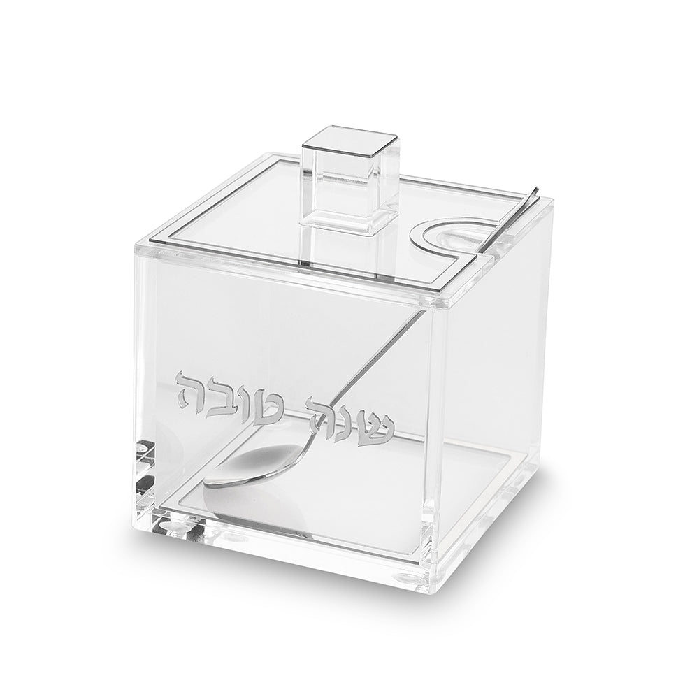 כלי לדבש אקריליק גימור כסף 9.5 ס״מ פרספקס שקוף,כסף