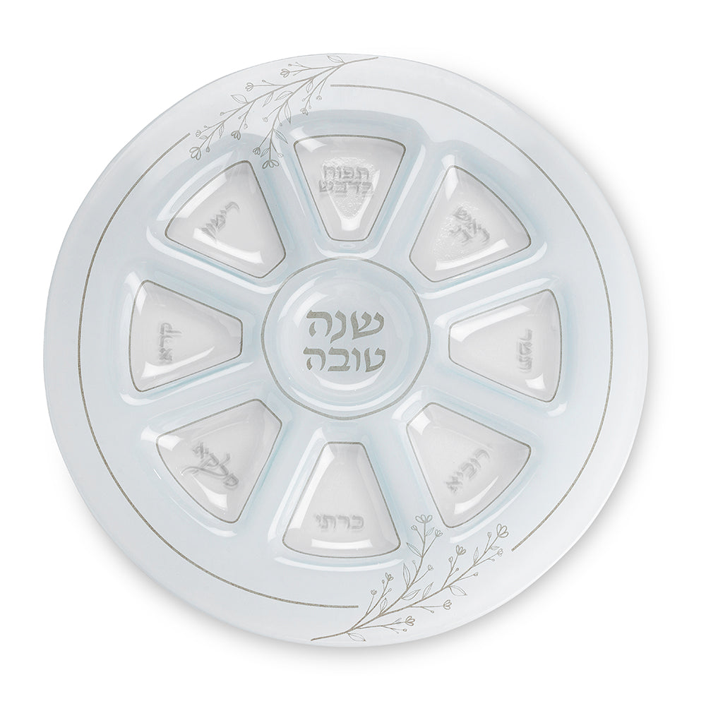 Elegant Glass Rosh Hashana Plate 35 cm – Model UK83532