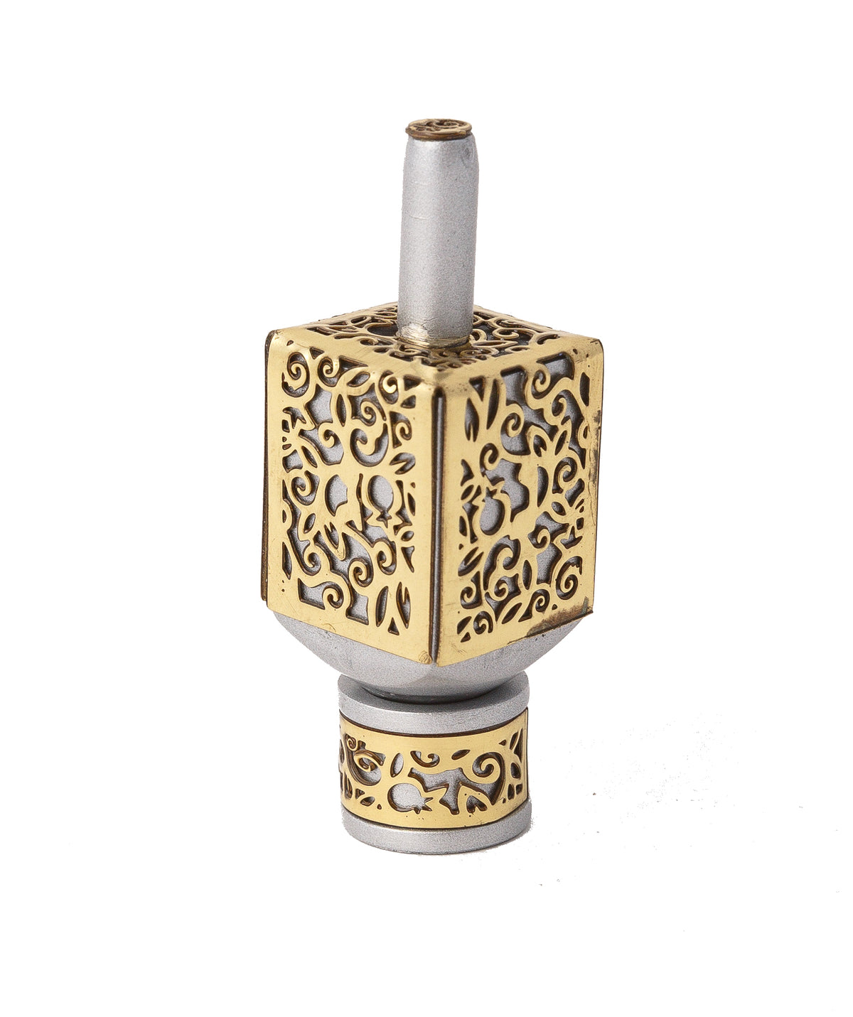 Small Dreidel + Metal Cutout - Pomegranates - Natural + Copper