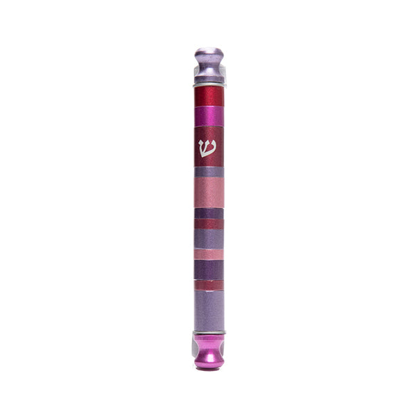 Mezuzah - 10 cm scroll - Cylinder - Stripes - Maroon