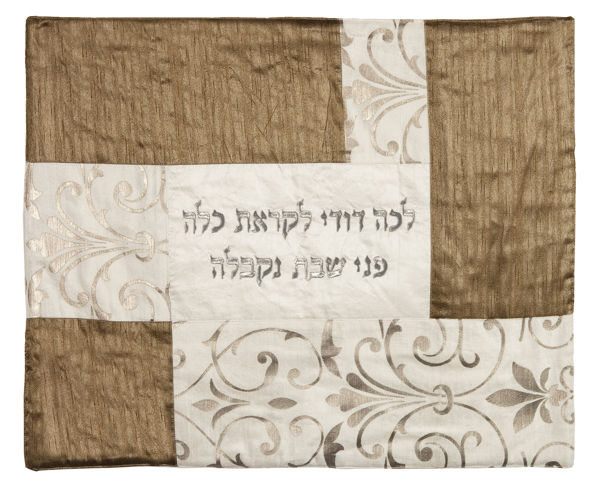 כיסוי פלטה - קולאז' בדים - כסוף