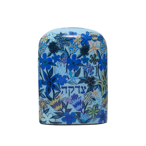 קופת צדקה - פרחים כחול