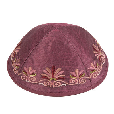 Kippah - Embroidered - Wave - Pink