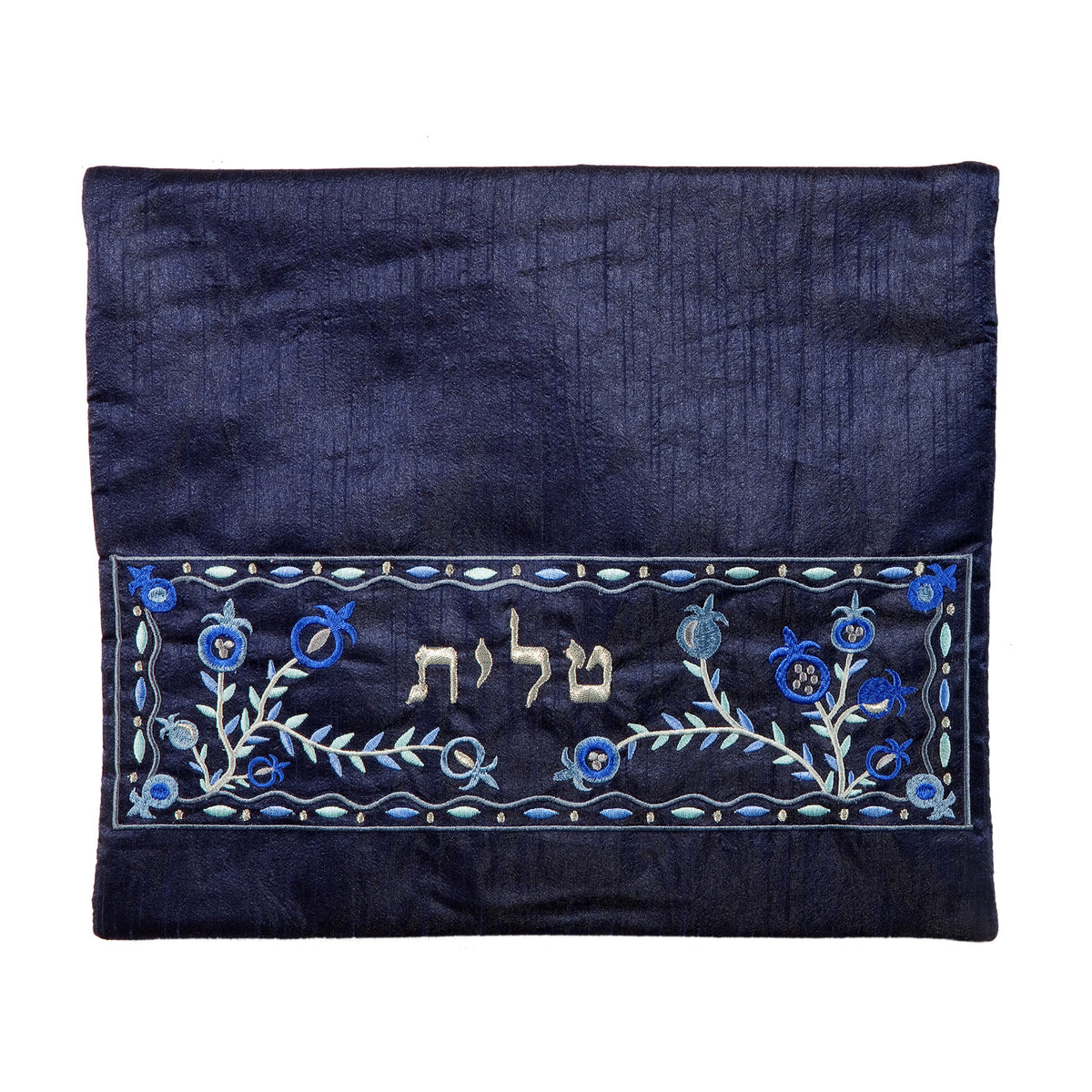 תיק לטלית - רקמת מכונה - רימונים כחול