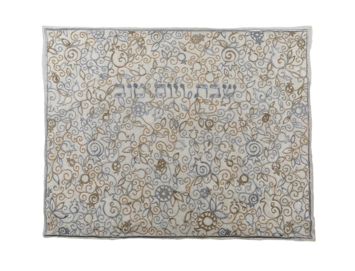 כיסוי חלה - רקמה מלאה - כסף + זהב
