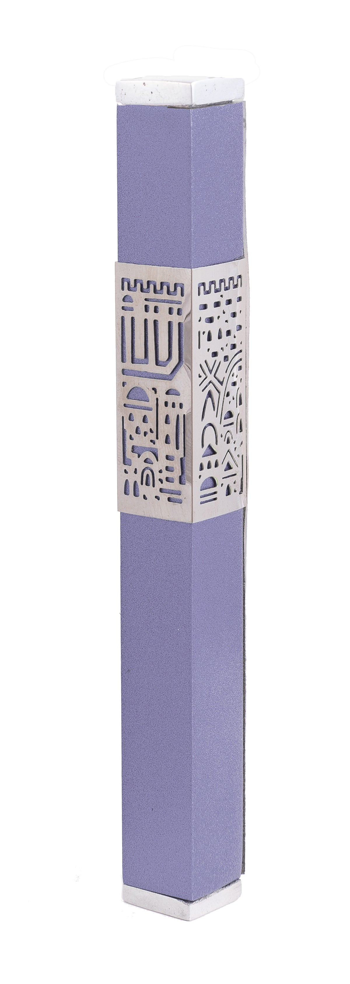 Mezuzah + Metal Cutout Jerusalem 12cm - Purple