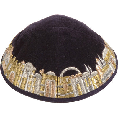 Kippah - Velvet + Embroidered - Gold