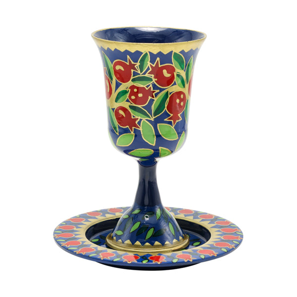 Kiddush Cup - Hand Painted - Pomegranates