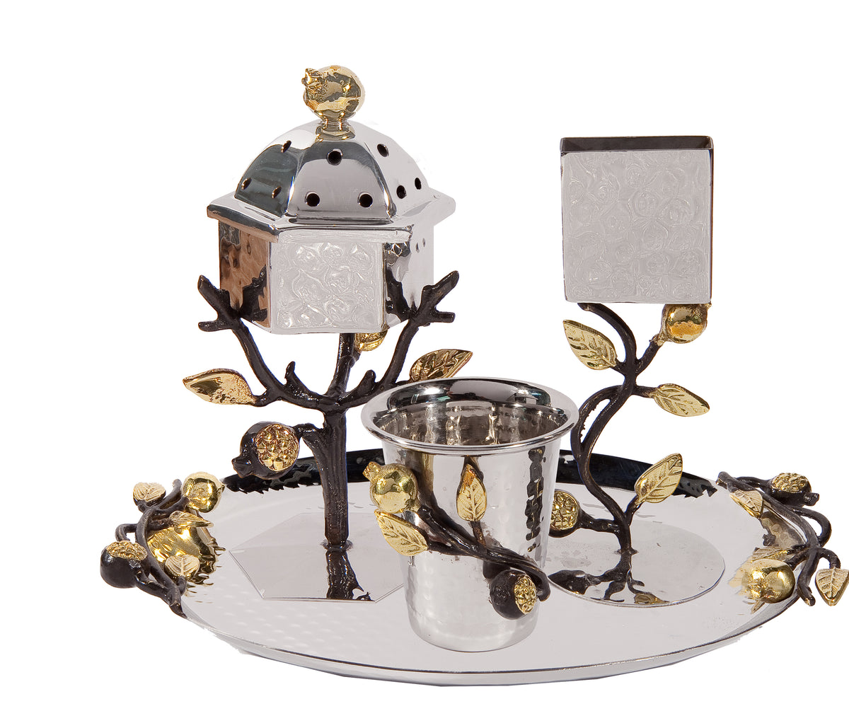 Havdallah Set - Stainless Steel - Pomegranates