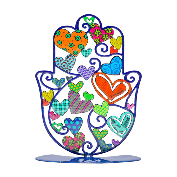 מעמד מתכת בינוני - ציור + לכה אמייל - לבבות
