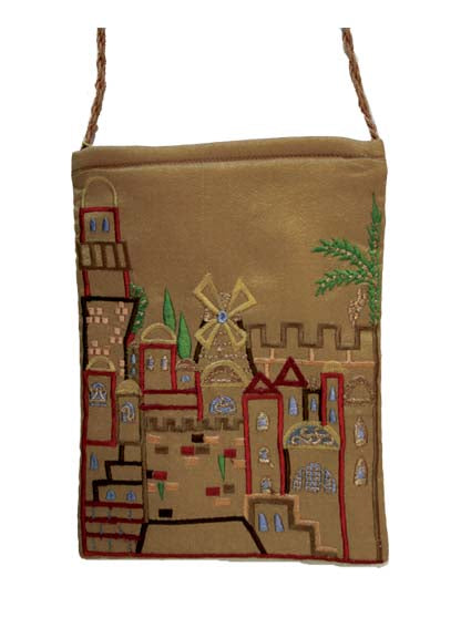 Embroidered Passport Bag - Jerusalem - Gold