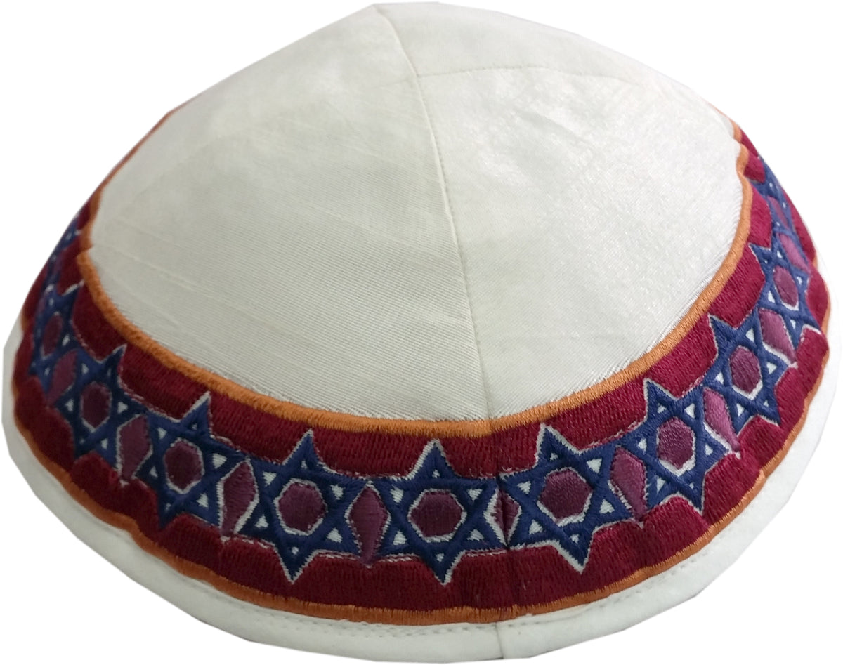 כיפה רקמה - מגן דוד - צבעוני