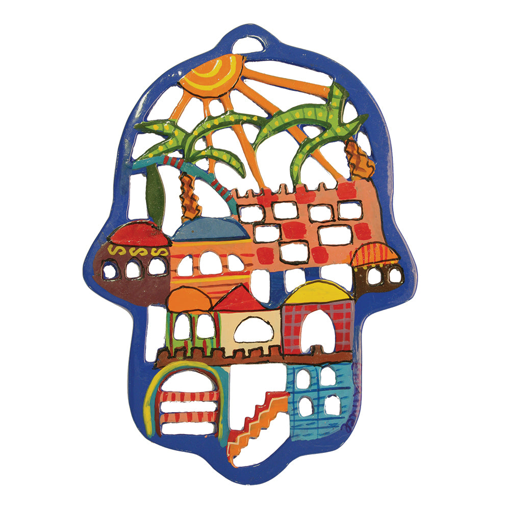 Hamsa - Hand Painted - Laser Cut - Jerusalem – Model EMN-0905