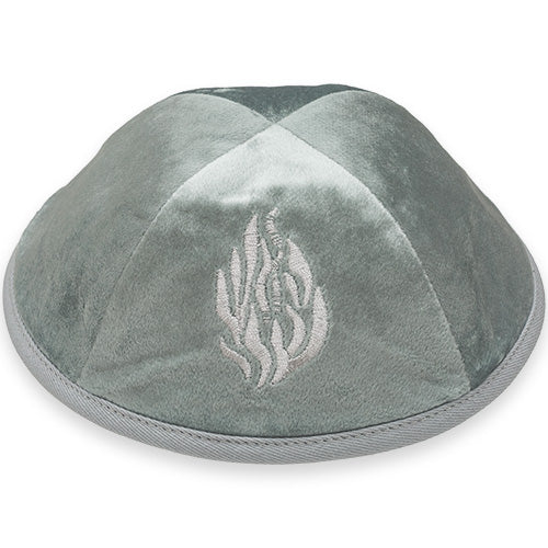 Velvet Kippah with Embroidery Size 4- Light Green – Model UK10001