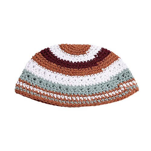 Red and White Frik Kippah, 22 cm