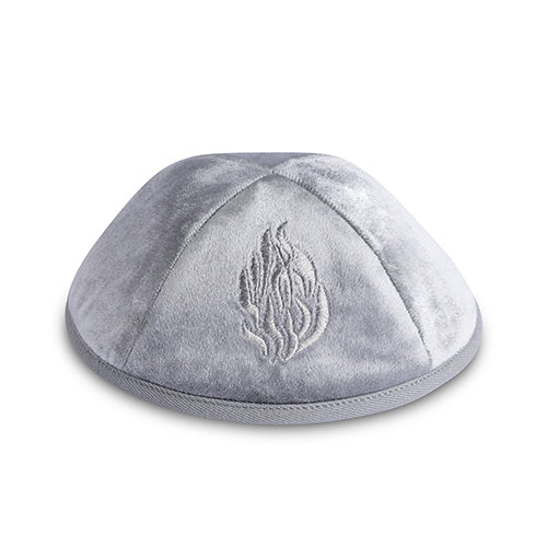 Velvet Kippah Art-man with Embroidery Size 3- Gray – Model UK10223