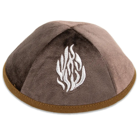 Velvet Kippah Art-man with Embroidery Size 3- Dark Brown – Model UK10265