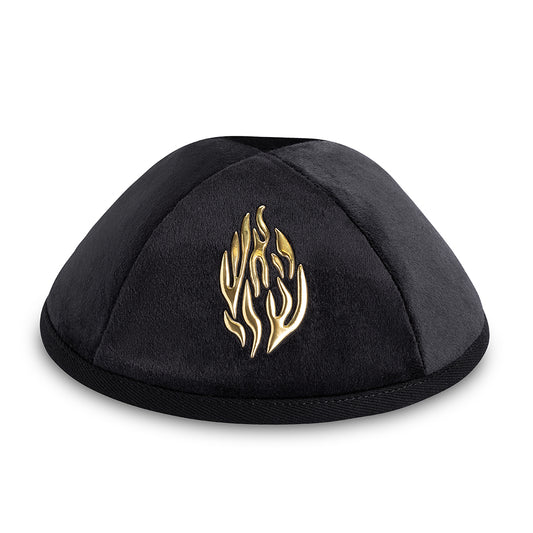 Velvet Kippah with Embossed Letters Size 4- Black – Model UK11294