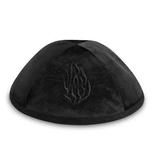 Velvet Kippah with Embroidery Size 4- Black – Model UK11632